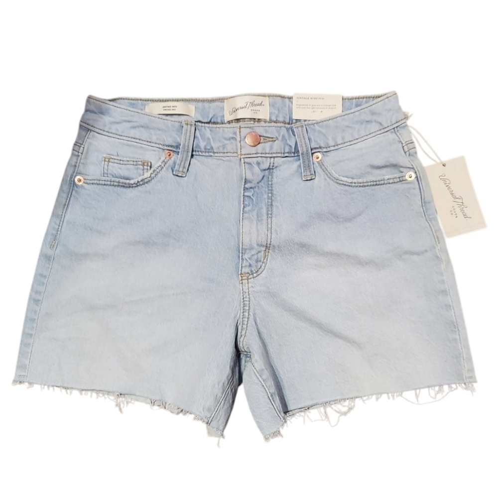 NWT Universal Thread Vintage Midi Light Blue Denim Shorts 4